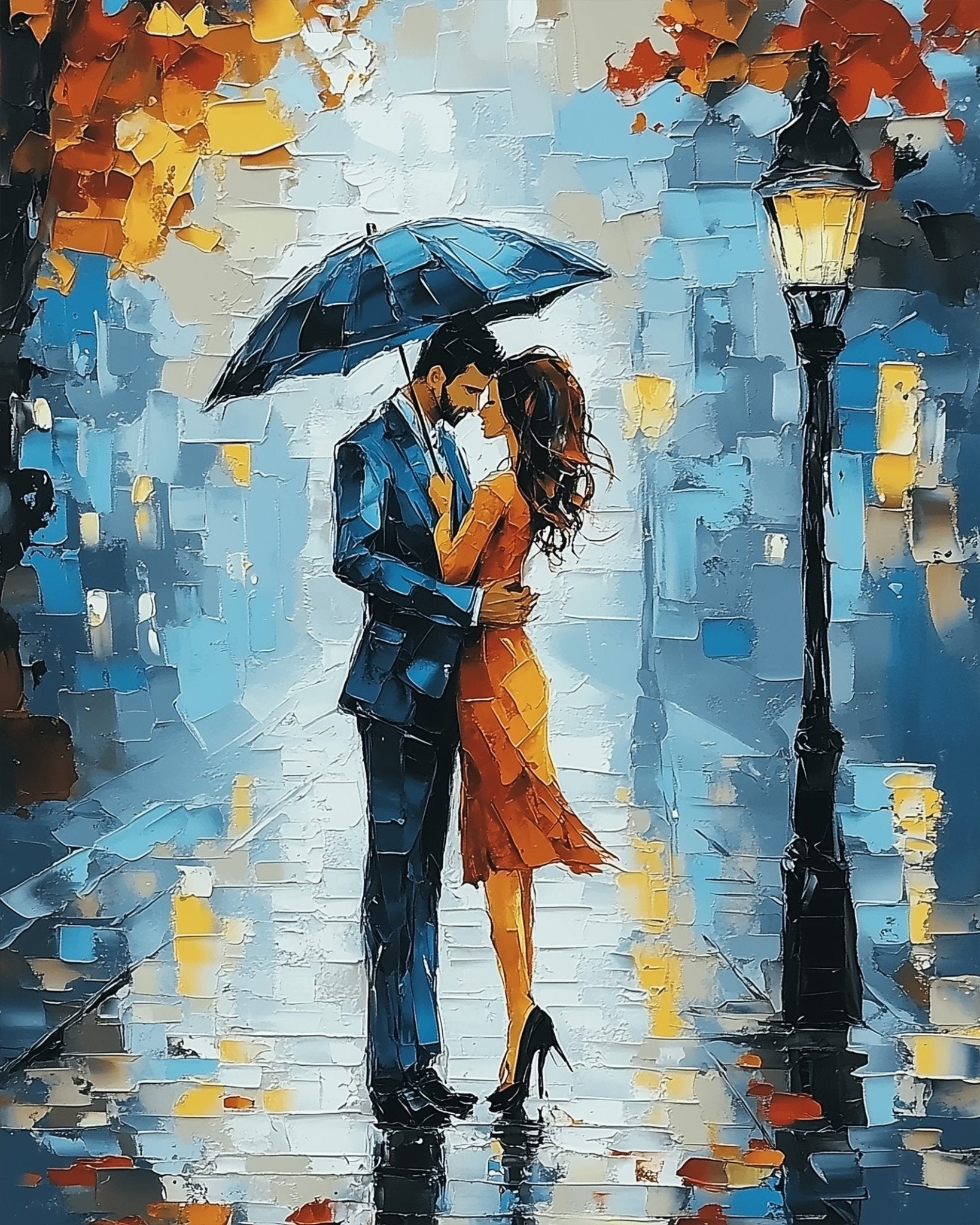 Romantic Rainy Evening - painting - BestPaintByNumbers - Paint by Numbers Custom Kit