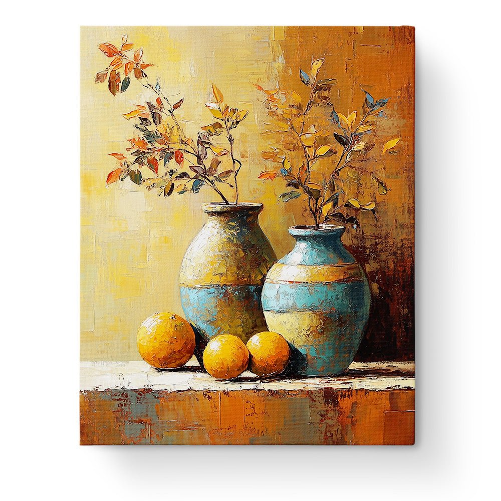 Rustic Vases with Oranges - Still Life - BestPaintByNumbers - Paint by Numbers Custom Kit