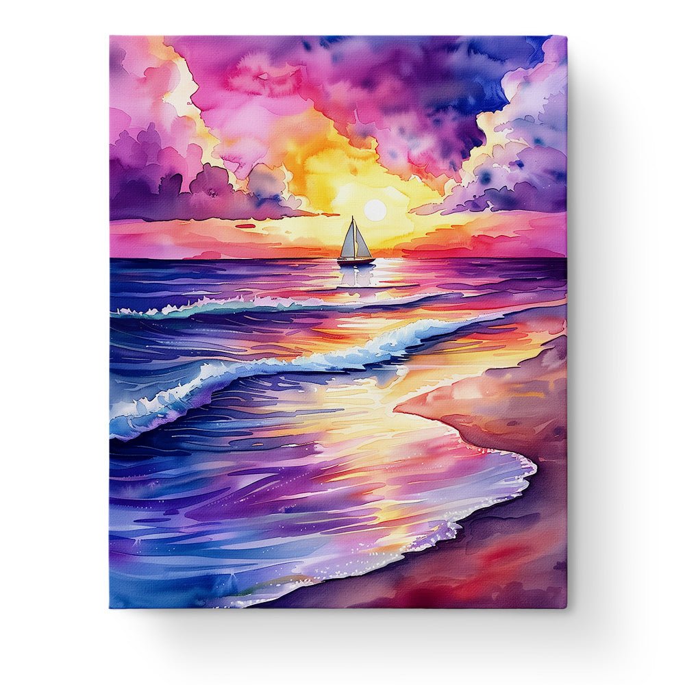 Sailing at Sunset - Sea Landscape - BestPaintByNumbers - Paint by Numbers Custom Kit