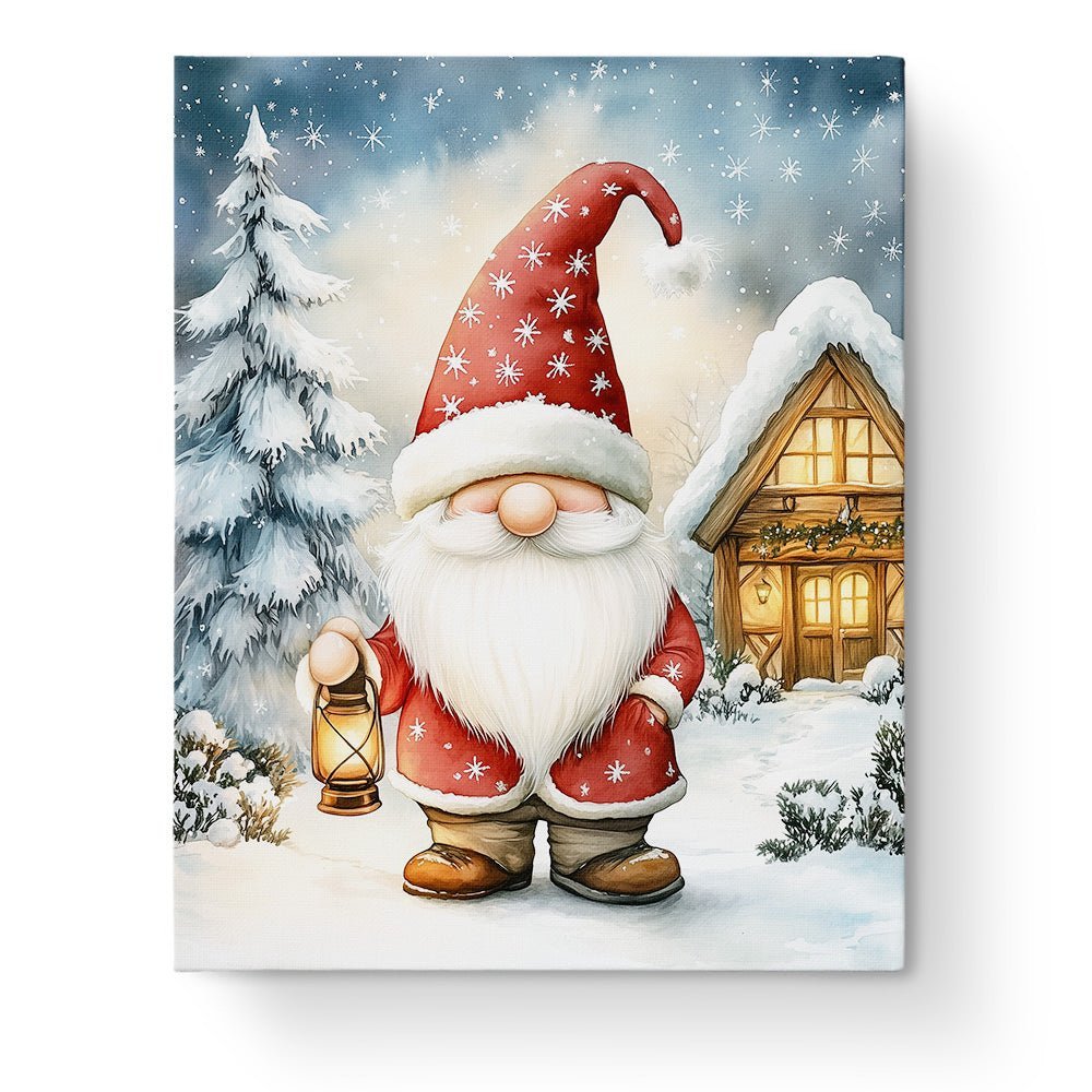 Santa with Lantern in Snow - Christmas - BestPaintByNumbers - Paint by Numbers Custom Kit