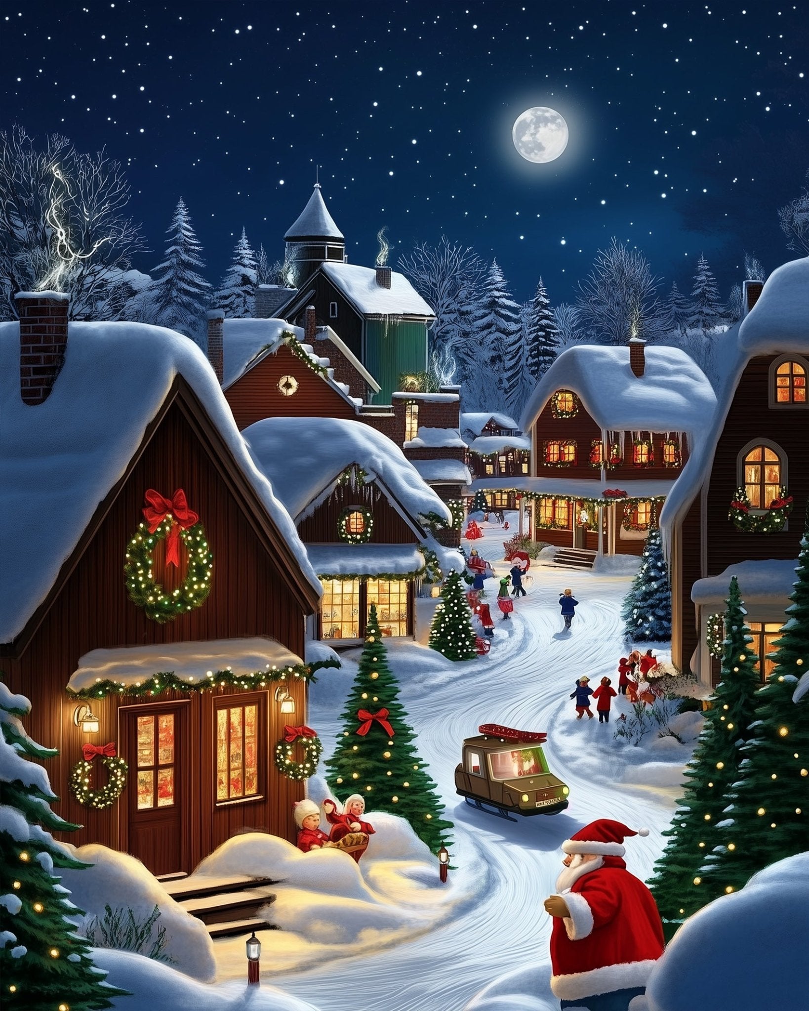 Santa's Cozy Village - Christmas - BestPaintByNumbers - Paint by Numbers Custom Kit