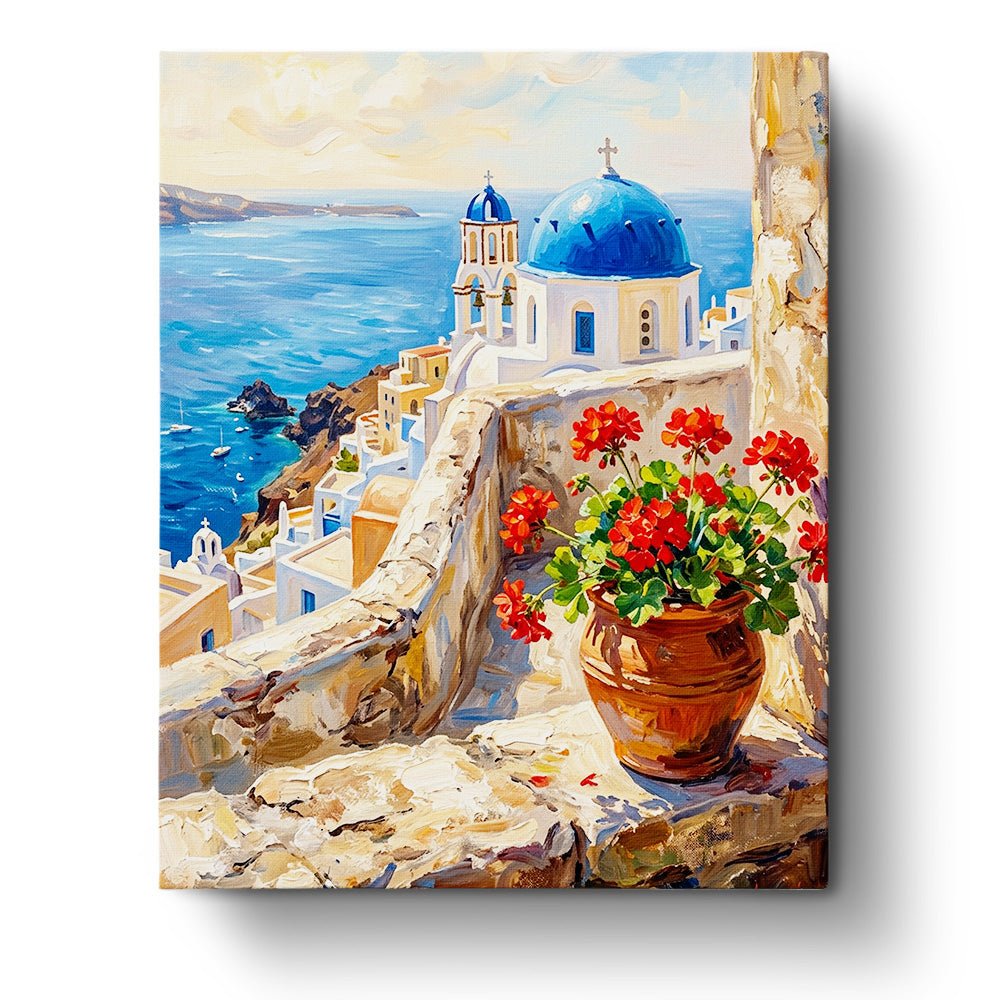 Santorini Cliffside View - Places - BestPaintByNumbers - Paint by Numbers Custom Kit