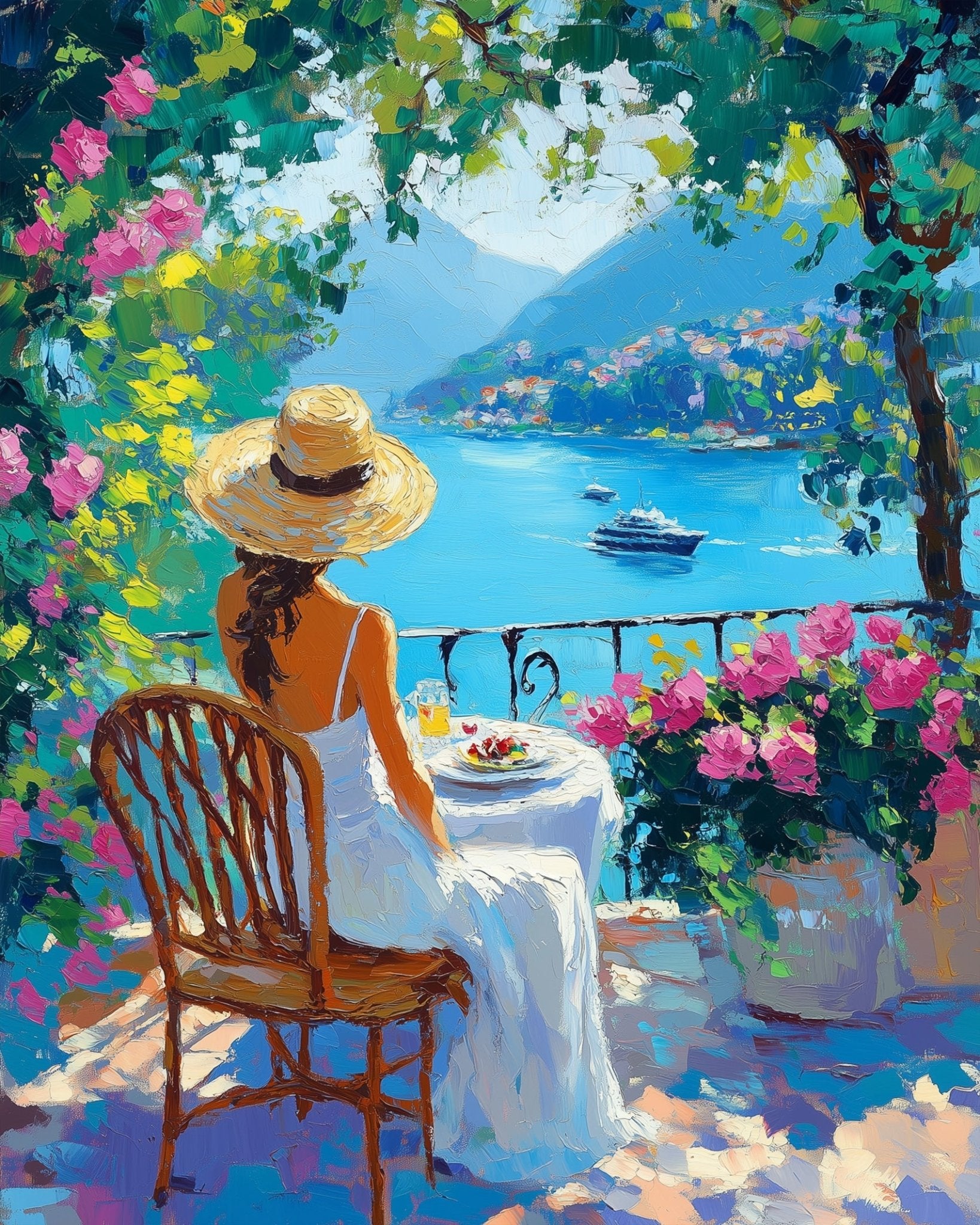 Scenic Terrace View - Summer - BestPaintByNumbers - Paint by Numbers Custom Kit