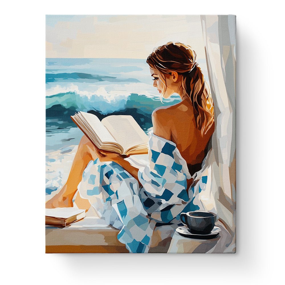 Seaside Serenity Reading - Summer - BestPaintByNumbers - Paint by Numbers Custom Kit