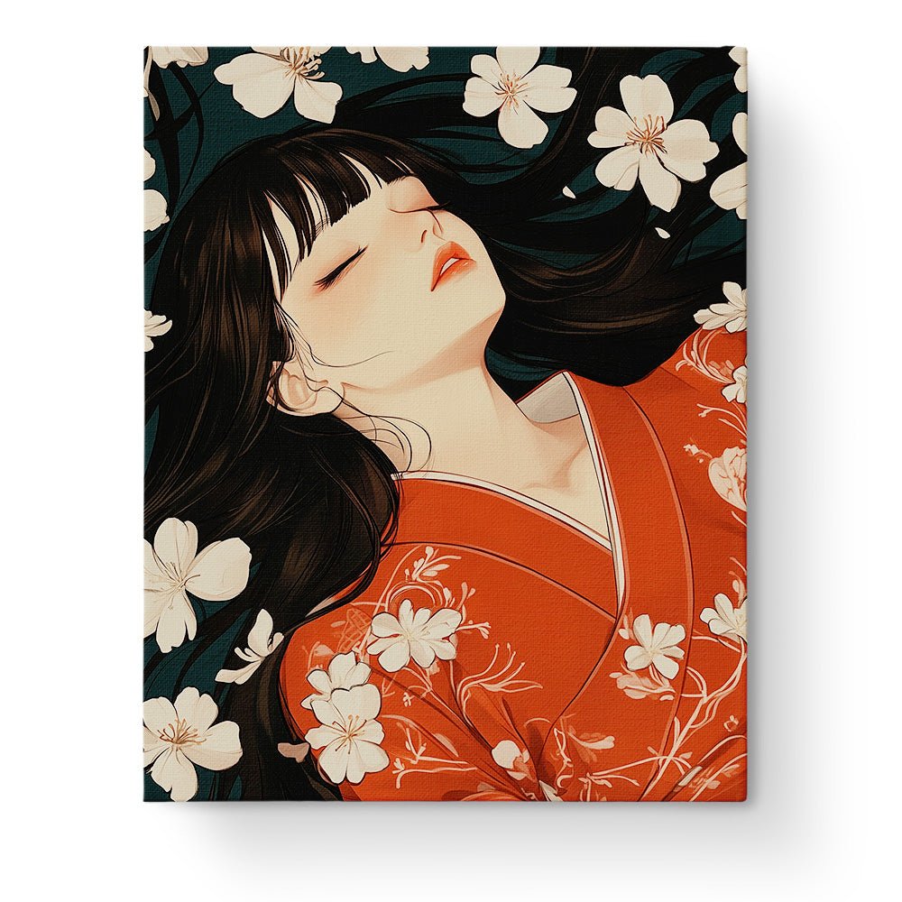 Serene Blossoms Portrait - Asian Art - BestPaintByNumbers - Paint by Numbers Custom Kit