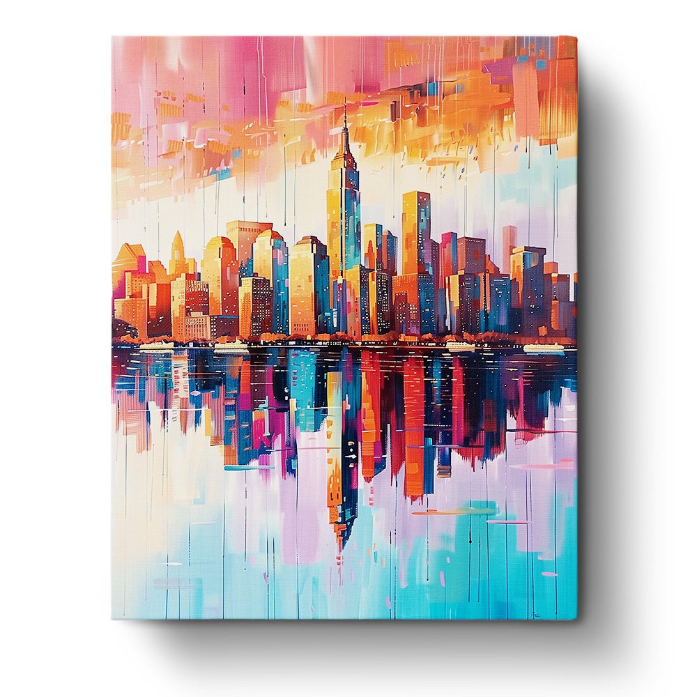 Serene Cityscape Reflections - USA - BestPaintByNumbers - Paint by Numbers Custom Kit