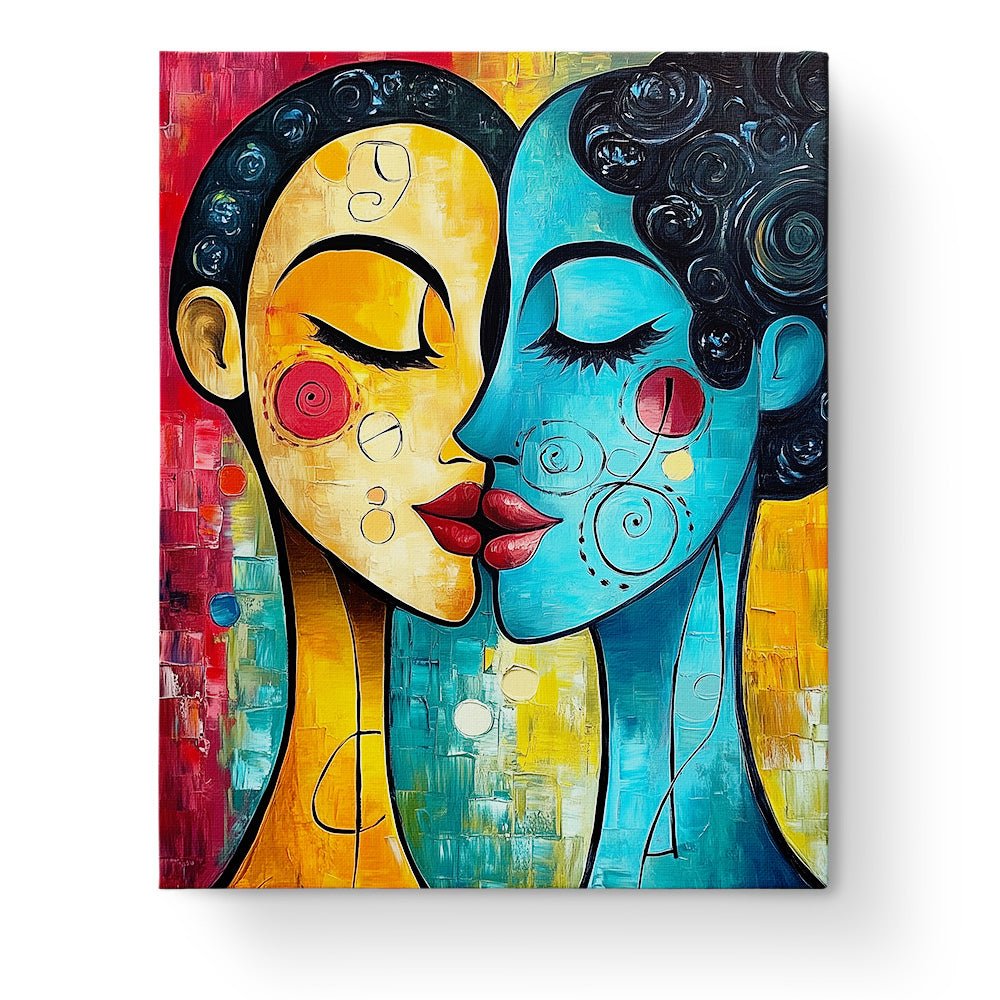 Serene Faces in Harmony - Cubism - BestPaintByNumbers - Paint by Numbers Custom Kit