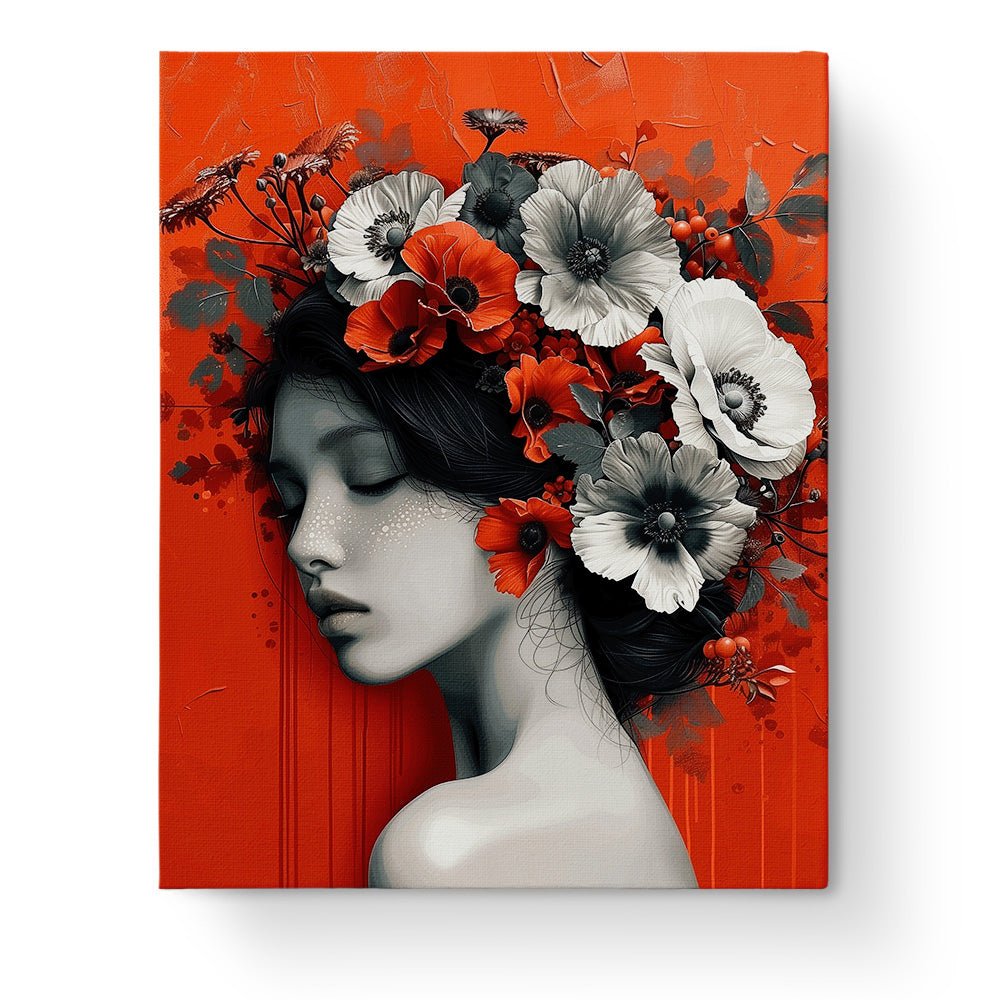 Serene Floral Portrait - Floral Women - BestPaintByNumbers - Paint by Numbers Custom Kit