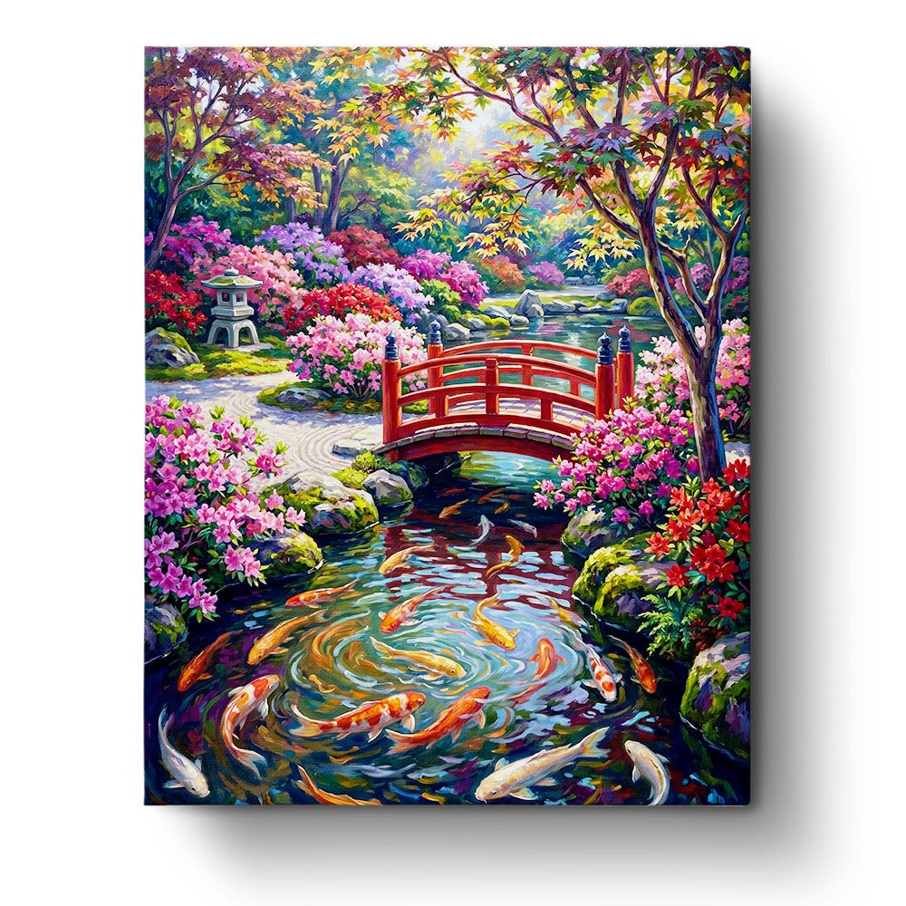 Serene Garden Bridge - Landscape - BestPaintByNumbers - Paint by Numbers Custom Kit