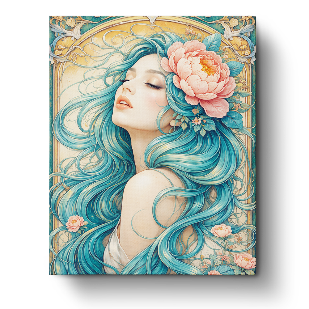 Serene Petal Reverie - Floral Women - BestPaintByNumbers - Paint by Numbers Custom Kit