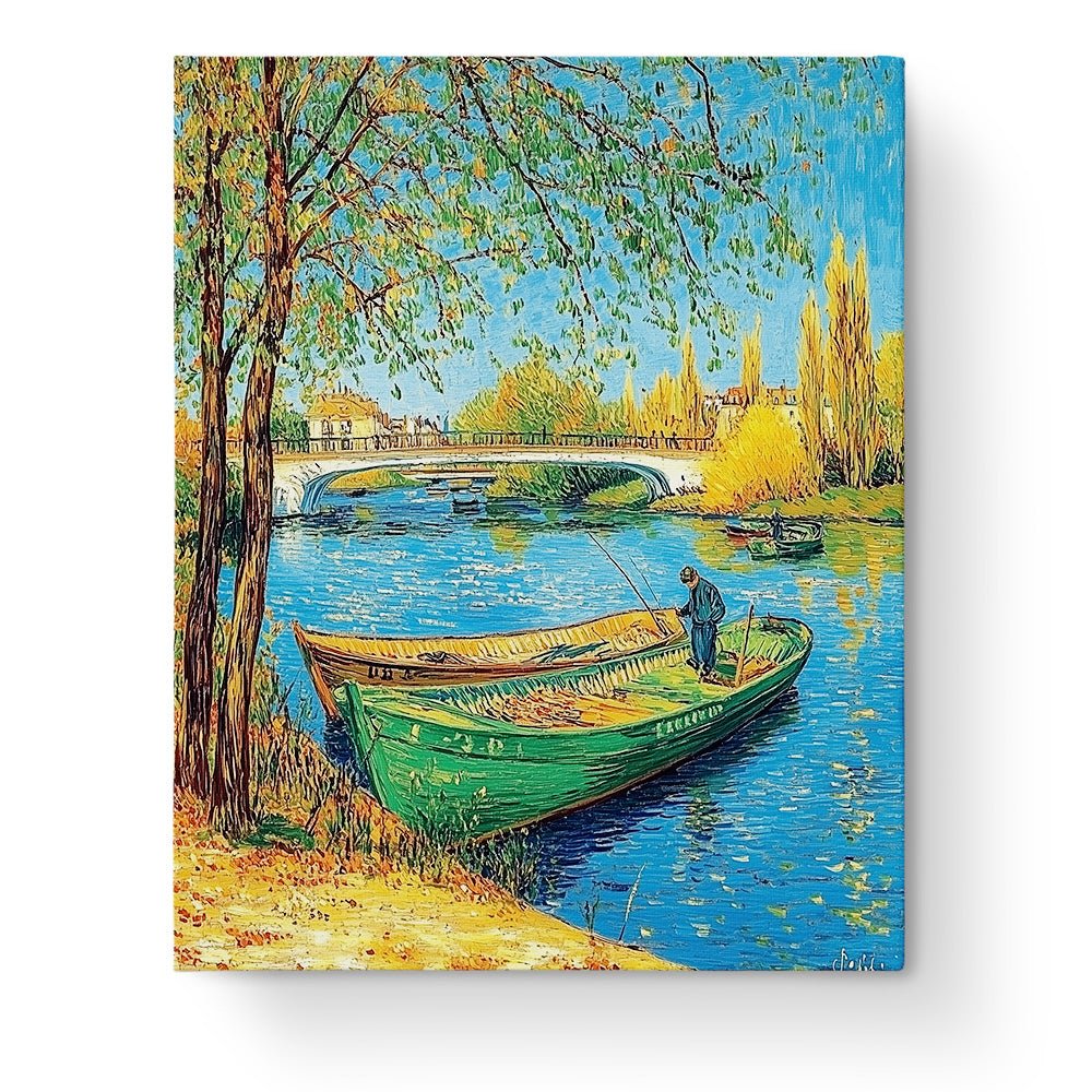 Serene River Boats - painting - BestPaintByNumbers - Paint by Numbers Custom Kit