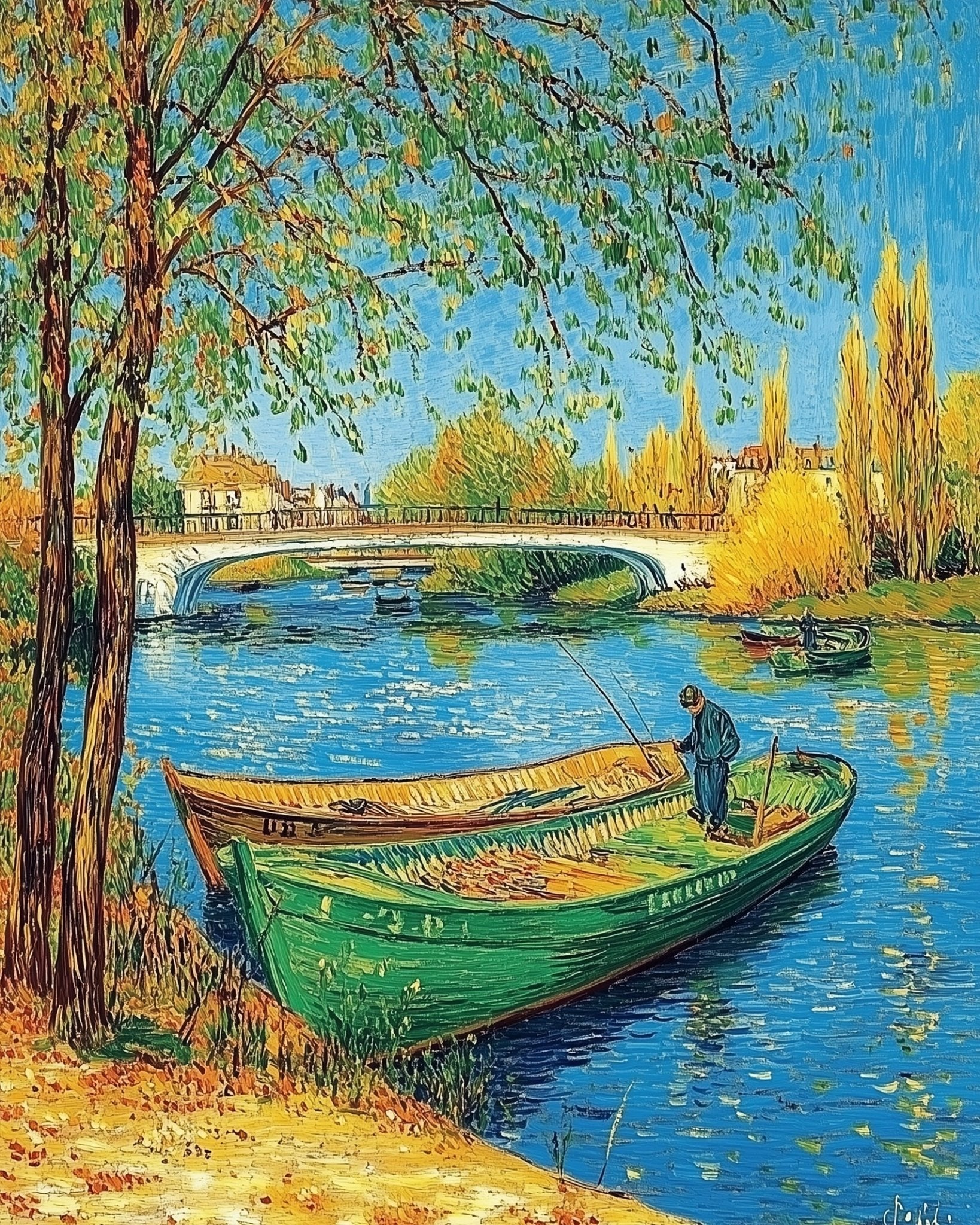 Serene River Boats - painting - BestPaintByNumbers - Paint by Numbers Custom Kit