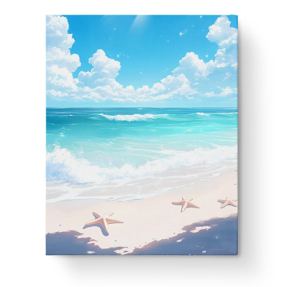 Serene Starfish Beach - Sea Landscape - BestPaintByNumbers - Paint by Numbers Custom Kit