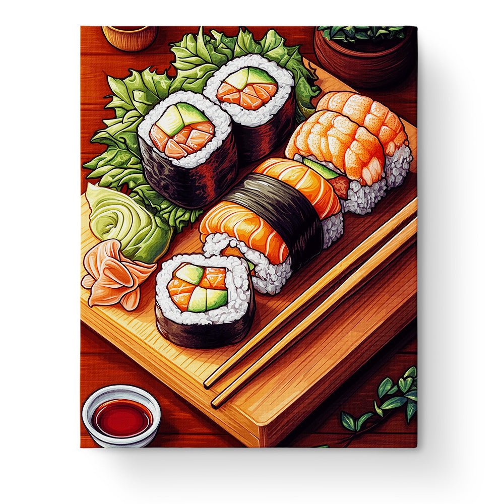 Serene Sushi Platter - Asian Art - BestPaintByNumbers - Paint by Numbers Custom Kit