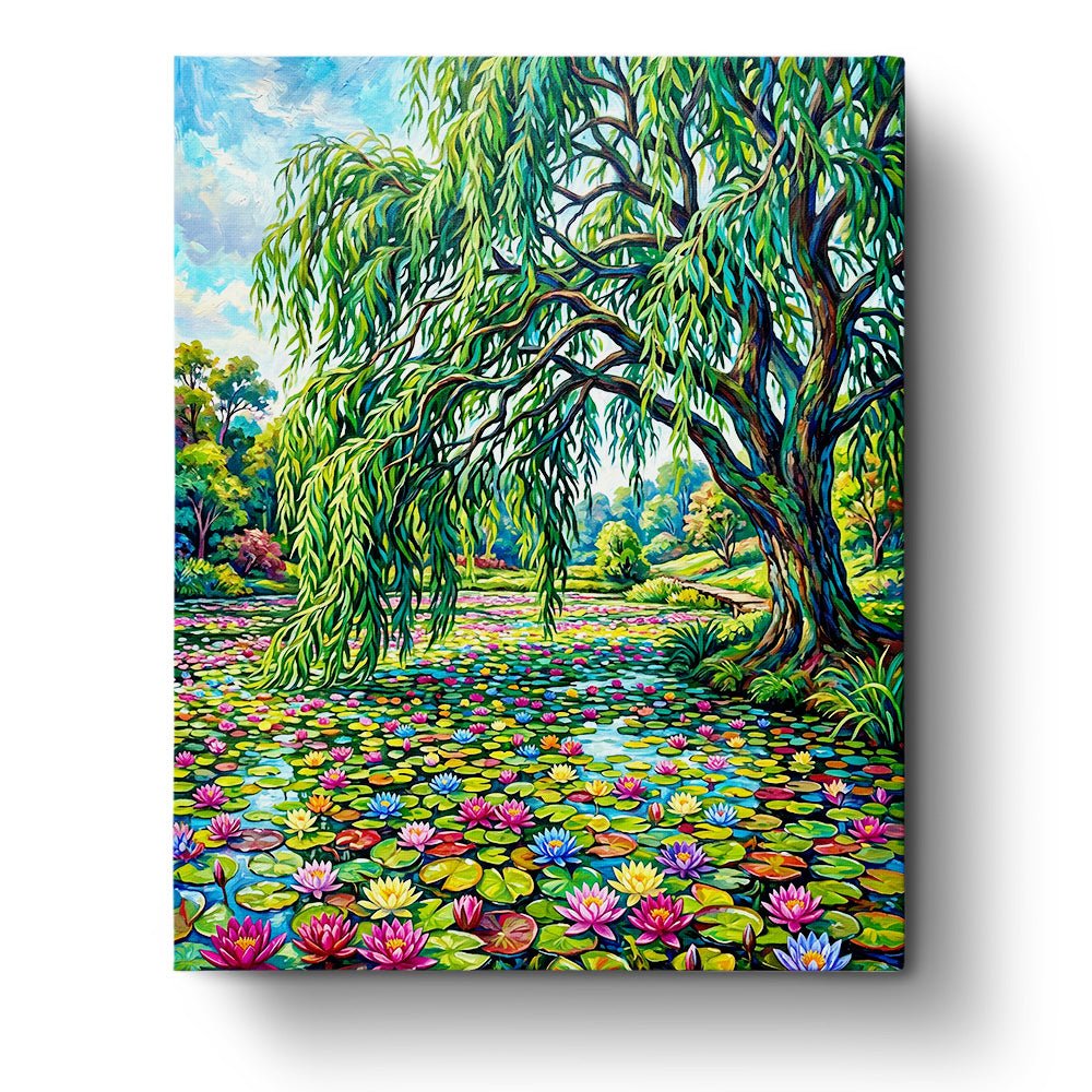 Serene Willow Over Pond - Landscape - BestPaintByNumbers - Paint by Numbers Custom Kit