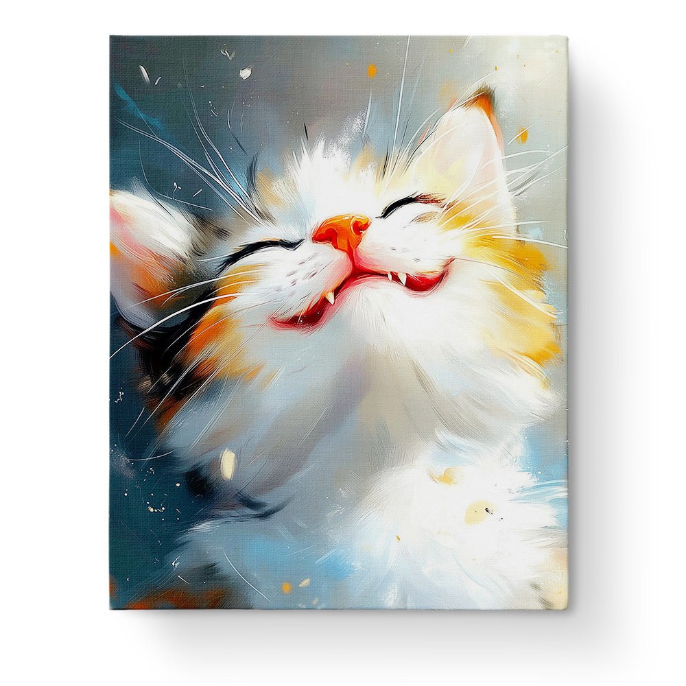 Smiling Kitten Bliss - Asian Art - BestPaintByNumbers - Paint by Numbers Custom Kit