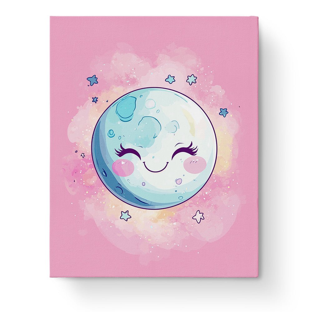 Smiling Moon with Stars - Galaxies - BestPaintByNumbers - Paint by Numbers Custom Kit