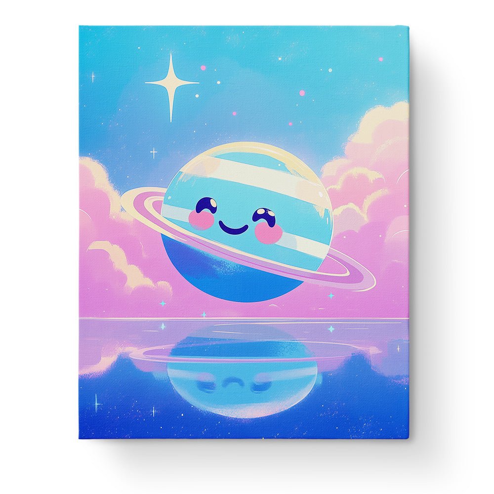 Smiling Saturn Scene - Galaxies - BestPaintByNumbers - Paint by Numbers Custom Kit