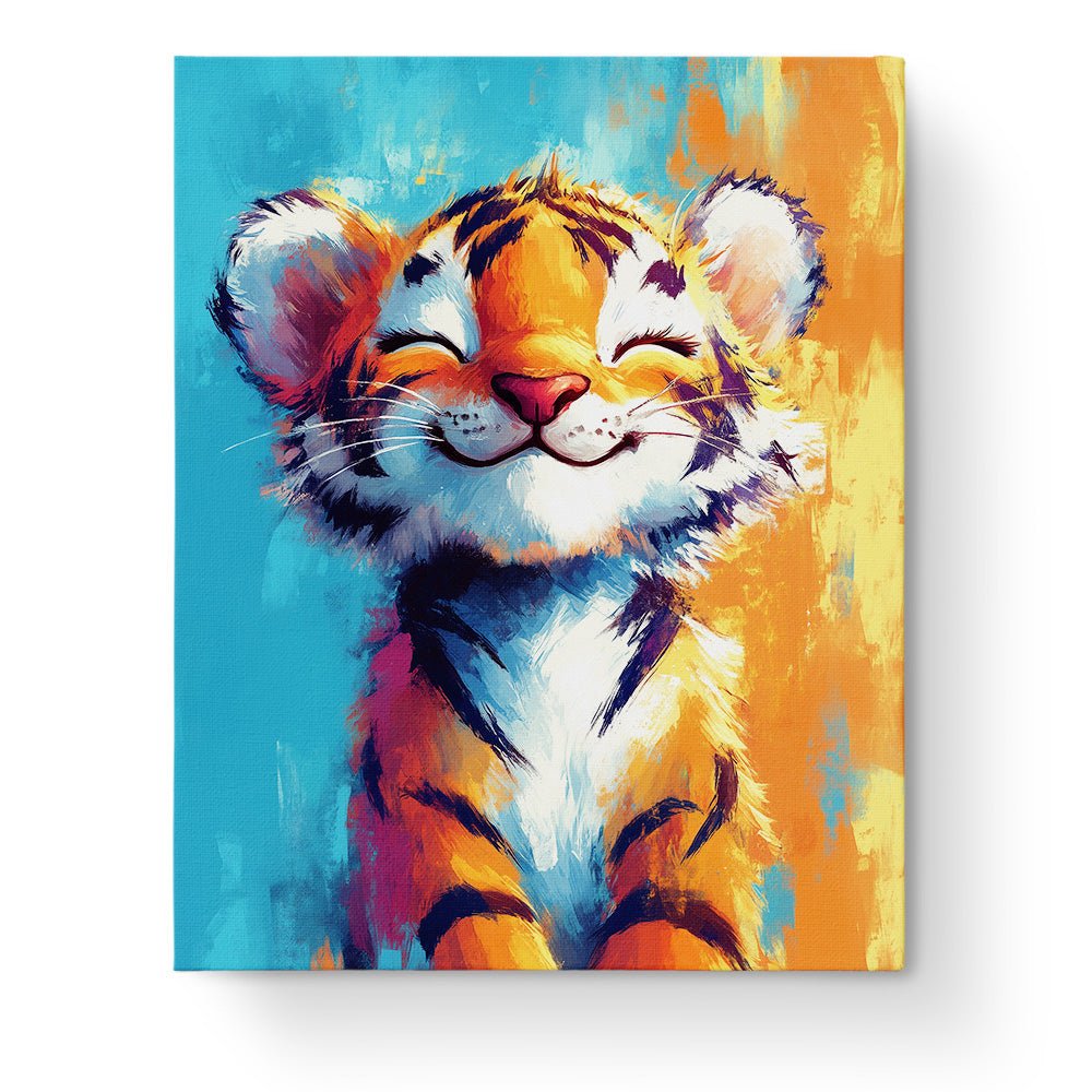 Smiling Tiger Cub - abstract - animals - BestPaintByNumbers - Paint by Numbers Custom Kit