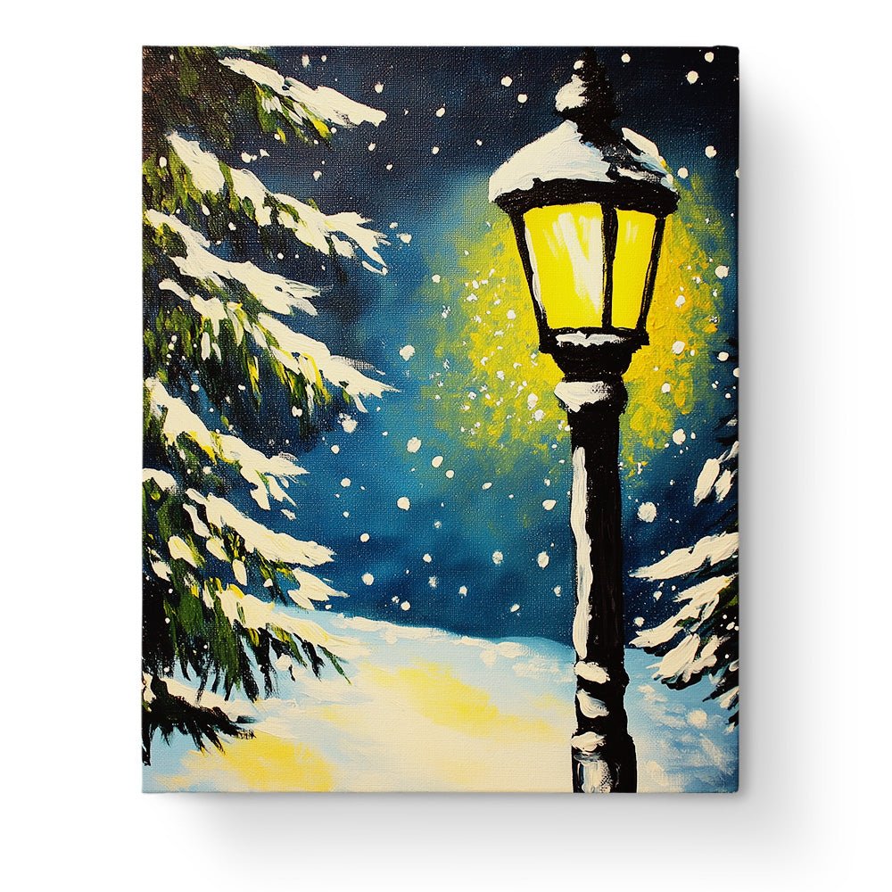 Snowy Lamp Glow - Christmas - BestPaintByNumbers - Paint by Numbers Custom Kit