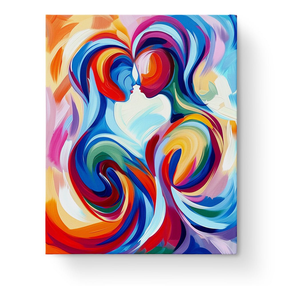 Fixed paint-by-number kit, 24 colors, 12x16in. Abstract figures in vibrant hues. A calming art experience by BestPaintByNumbers.