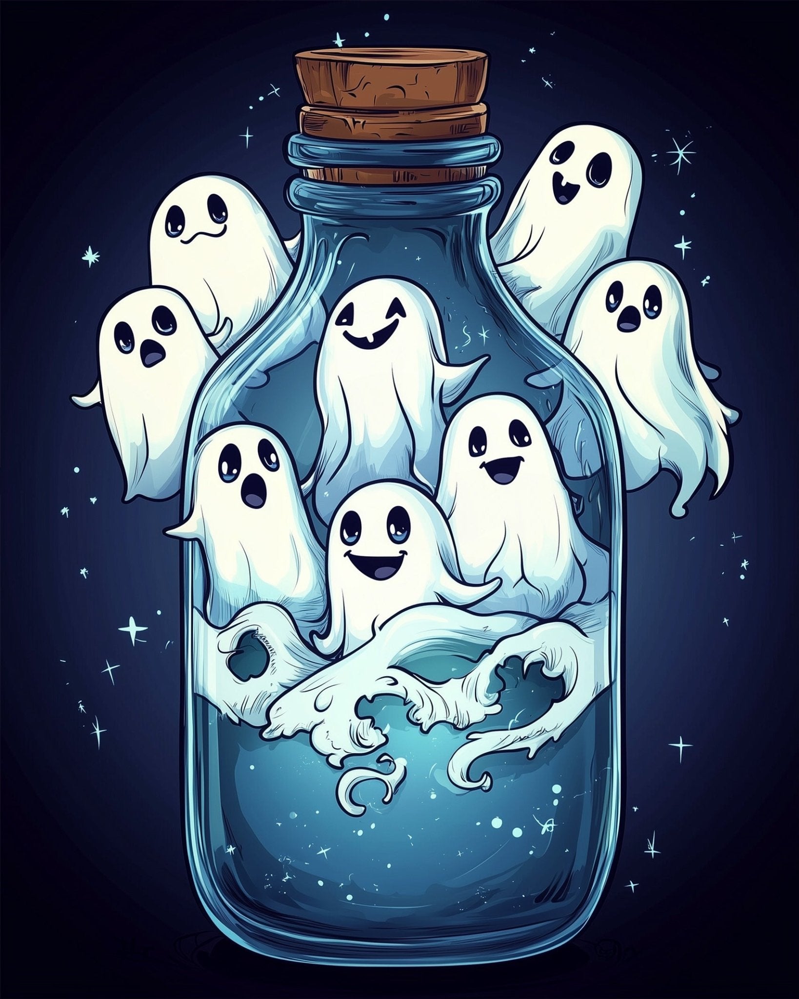 Spooky Spirits in a Bottle - Halloween - BestPaintByNumbers - Paint by Numbers Custom Kit