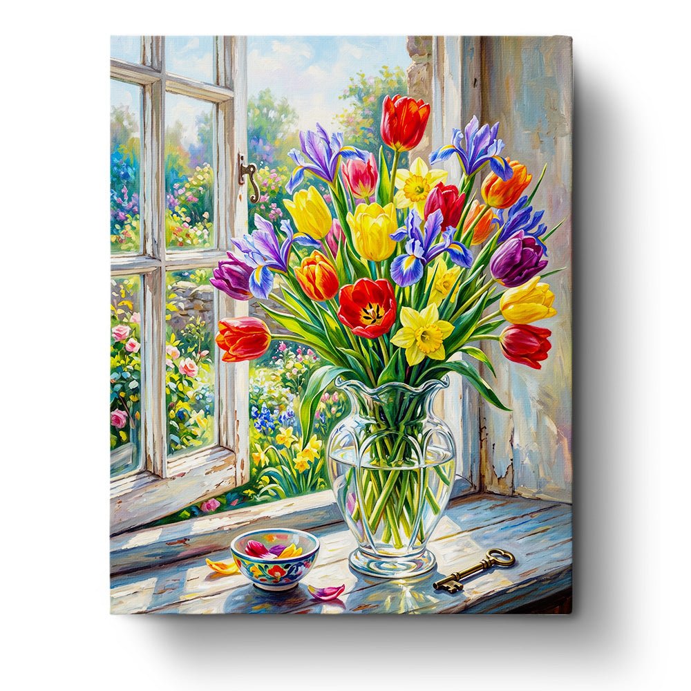 Spring Bouquet in Sunlight - Flowers - BestPaintByNumbers - Paint by Numbers Custom Kit