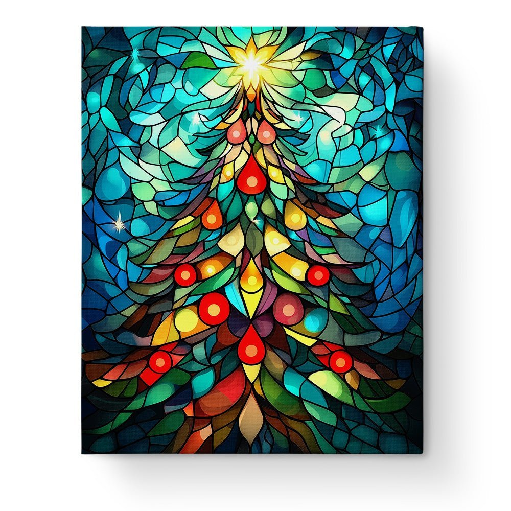 Stained Glass Christmas Tree - Christmas - BestPaintByNumbers - Paint by Numbers Custom Kit