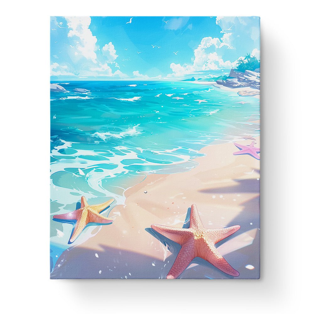 Starfish Serenity - Sea Landscape - BestPaintByNumbers - Paint by Numbers Custom Kit