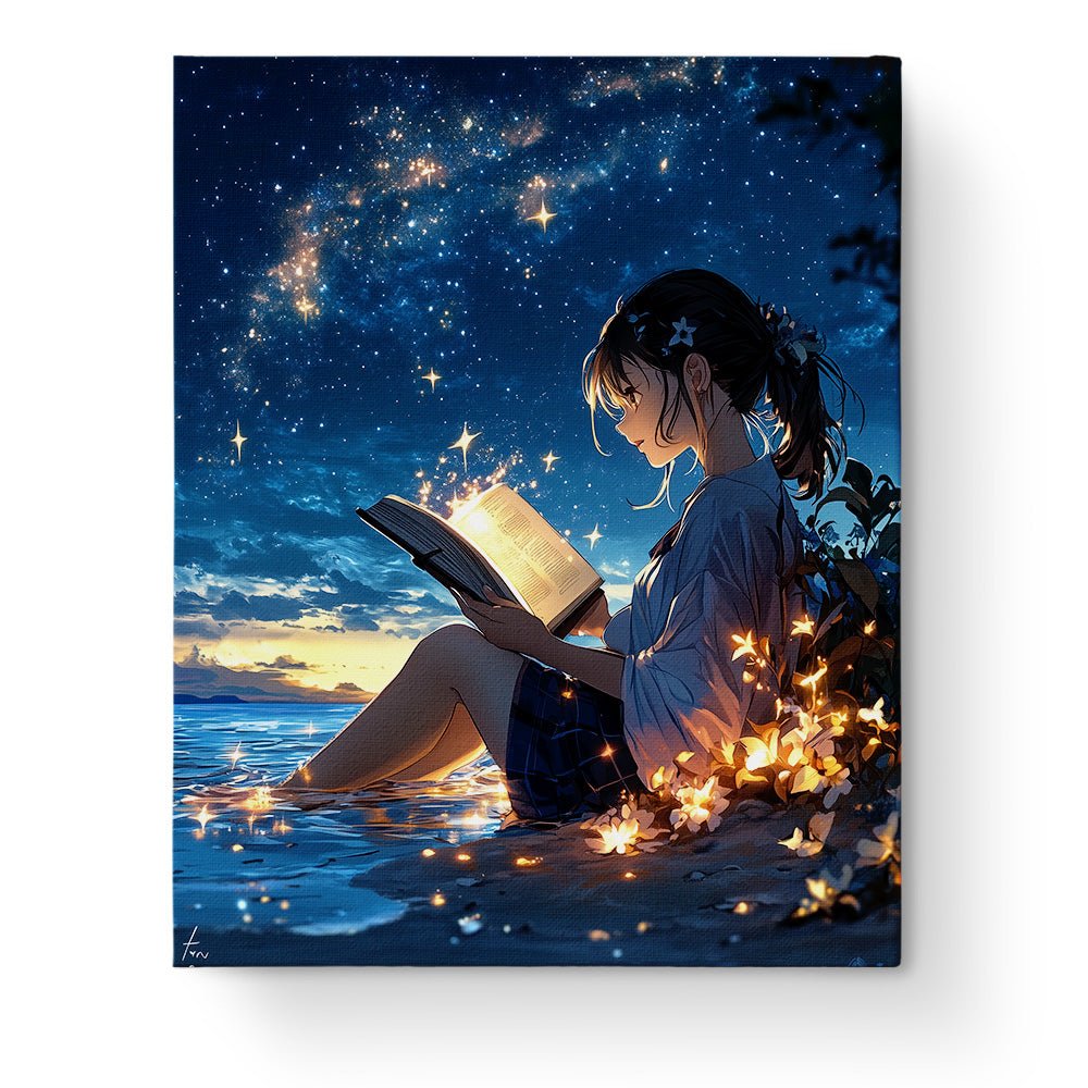 Starlit Reading Escape - Lo - Fi - BestPaintByNumbers - Paint by Numbers Custom Kit