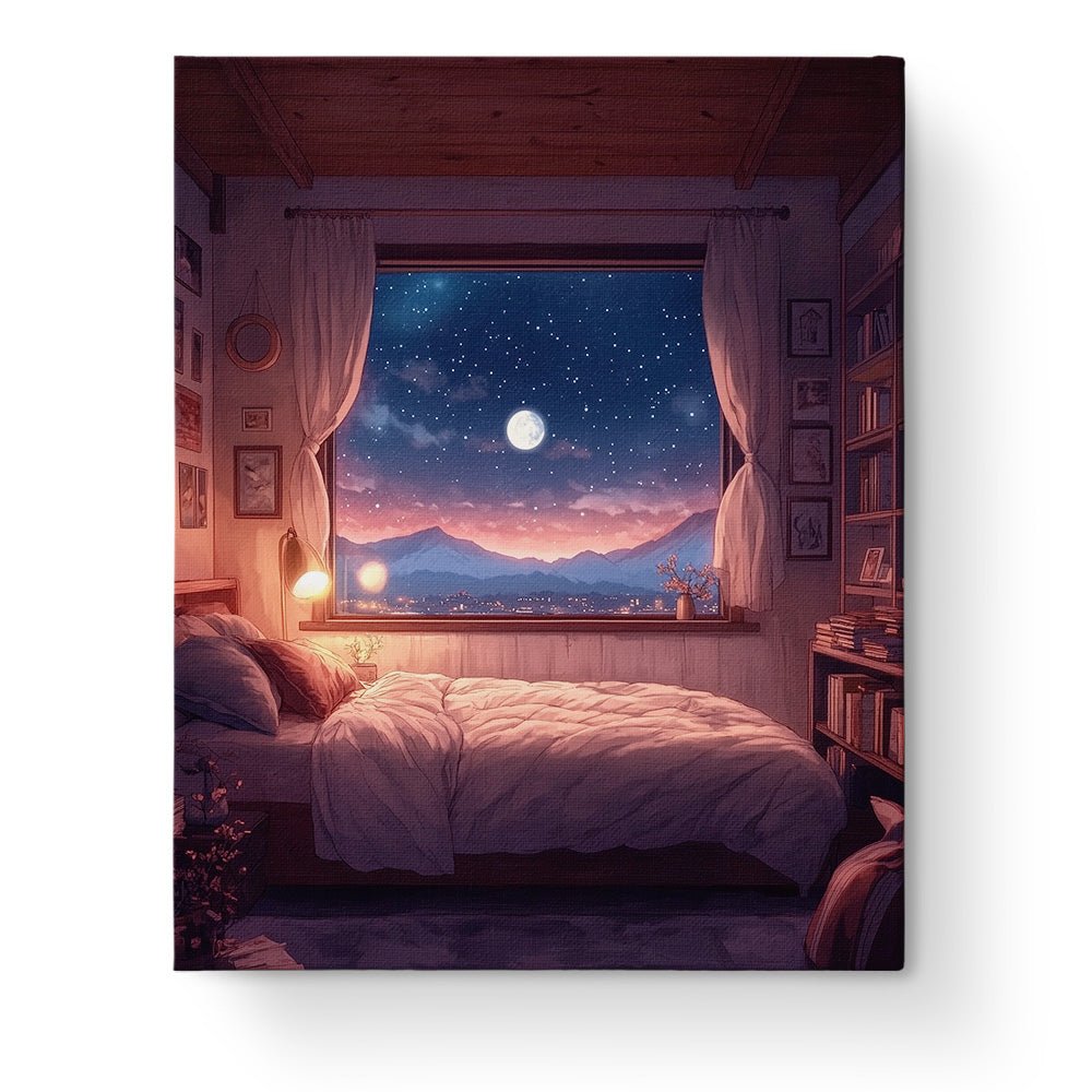 Starry Night View - Lo - Fi - BestPaintByNumbers - Paint by Numbers Custom Kit