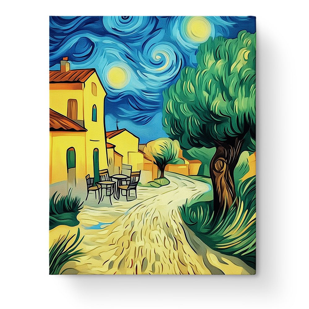 Starry Night Village - Landscapes - BestPaintByNumbers - Paint by Numbers Custom Kit