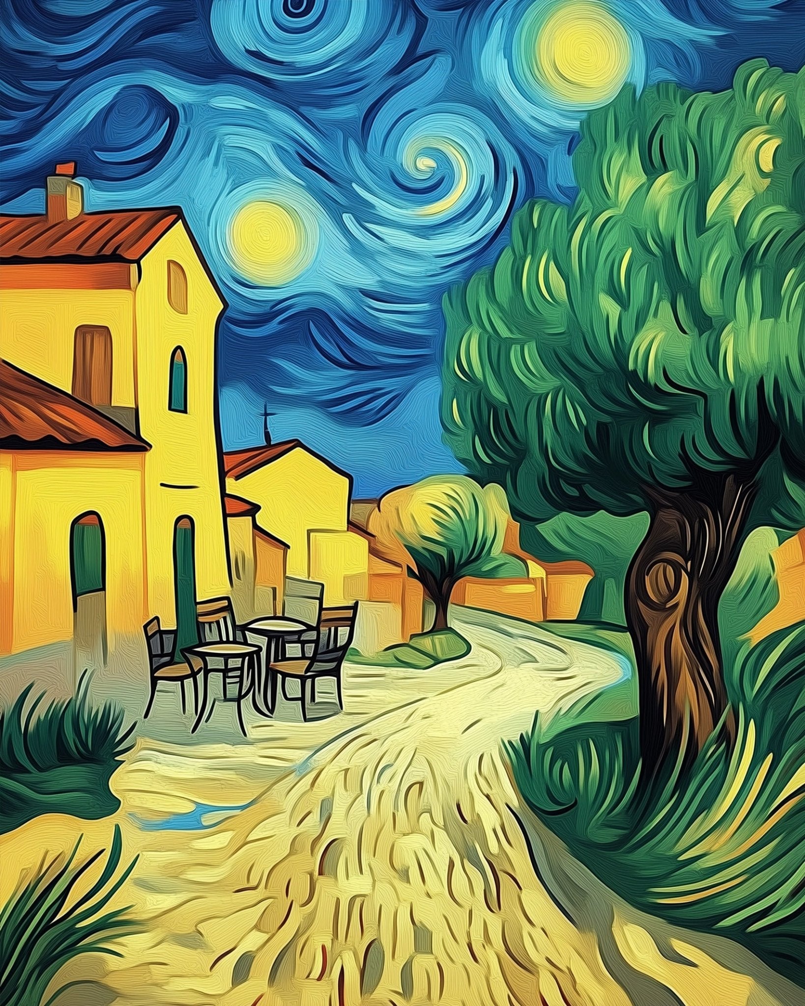 Starry Night Village - Landscapes - BestPaintByNumbers - Paint by Numbers Custom Kit