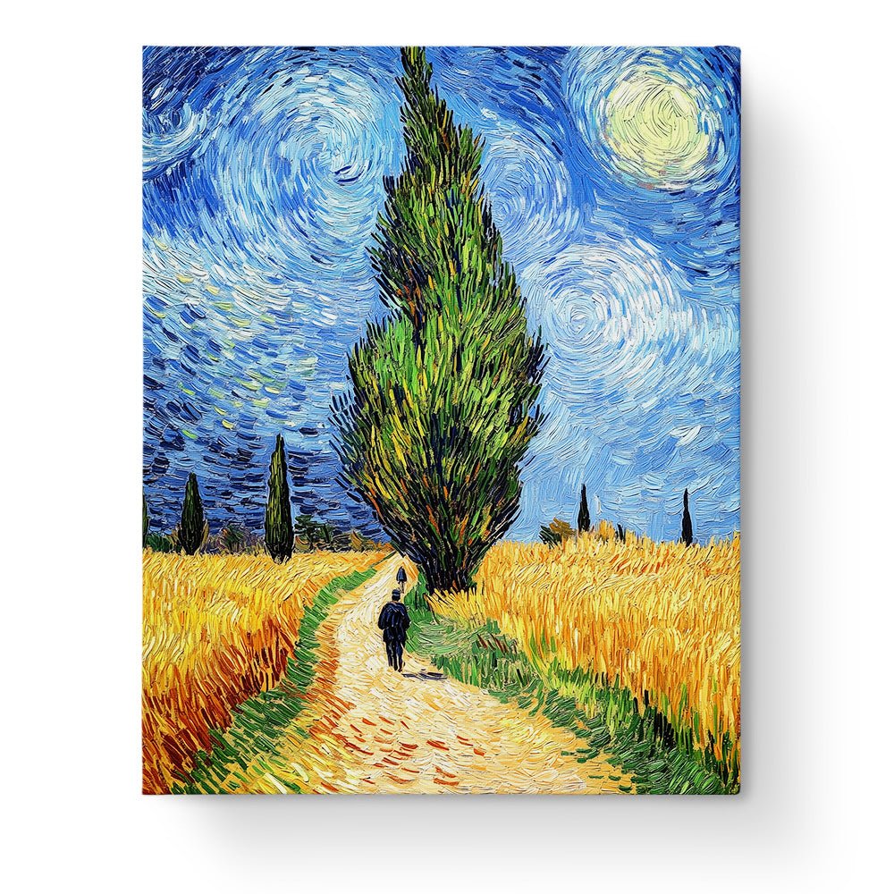 Starry Wheatfield Path - Landscapes - BestPaintByNumbers - Paint by Numbers Custom Kit