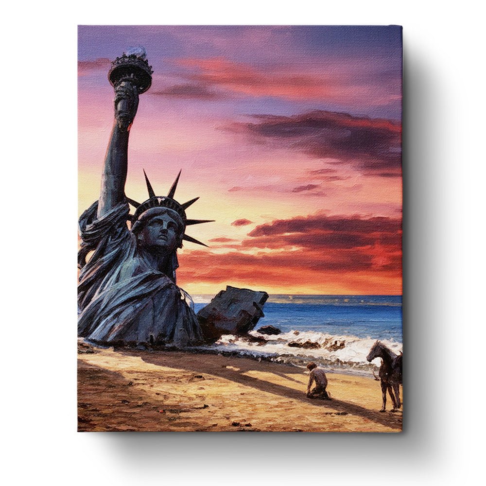 Statue Beach Scene - Movies - BestPaintByNumbers - Paint by Numbers Custom Kit