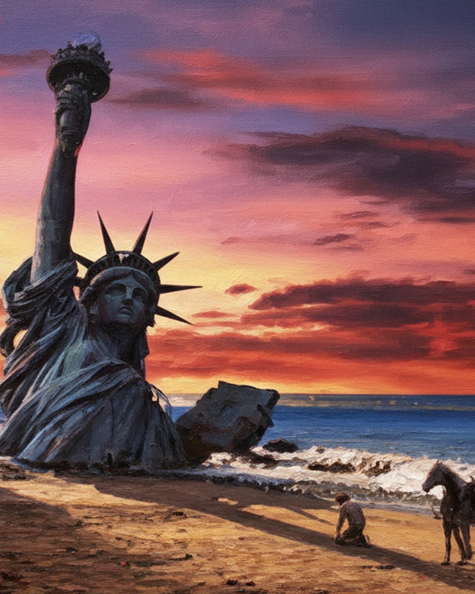 Statue Beach Scene - Movies - BestPaintByNumbers - Paint by Numbers Custom Kit