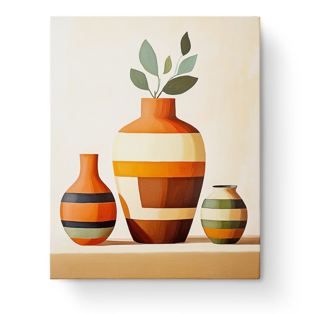 Striped Ceramic Vases - Still Life - BestPaintByNumbers - Paint by Numbers Custom Kit