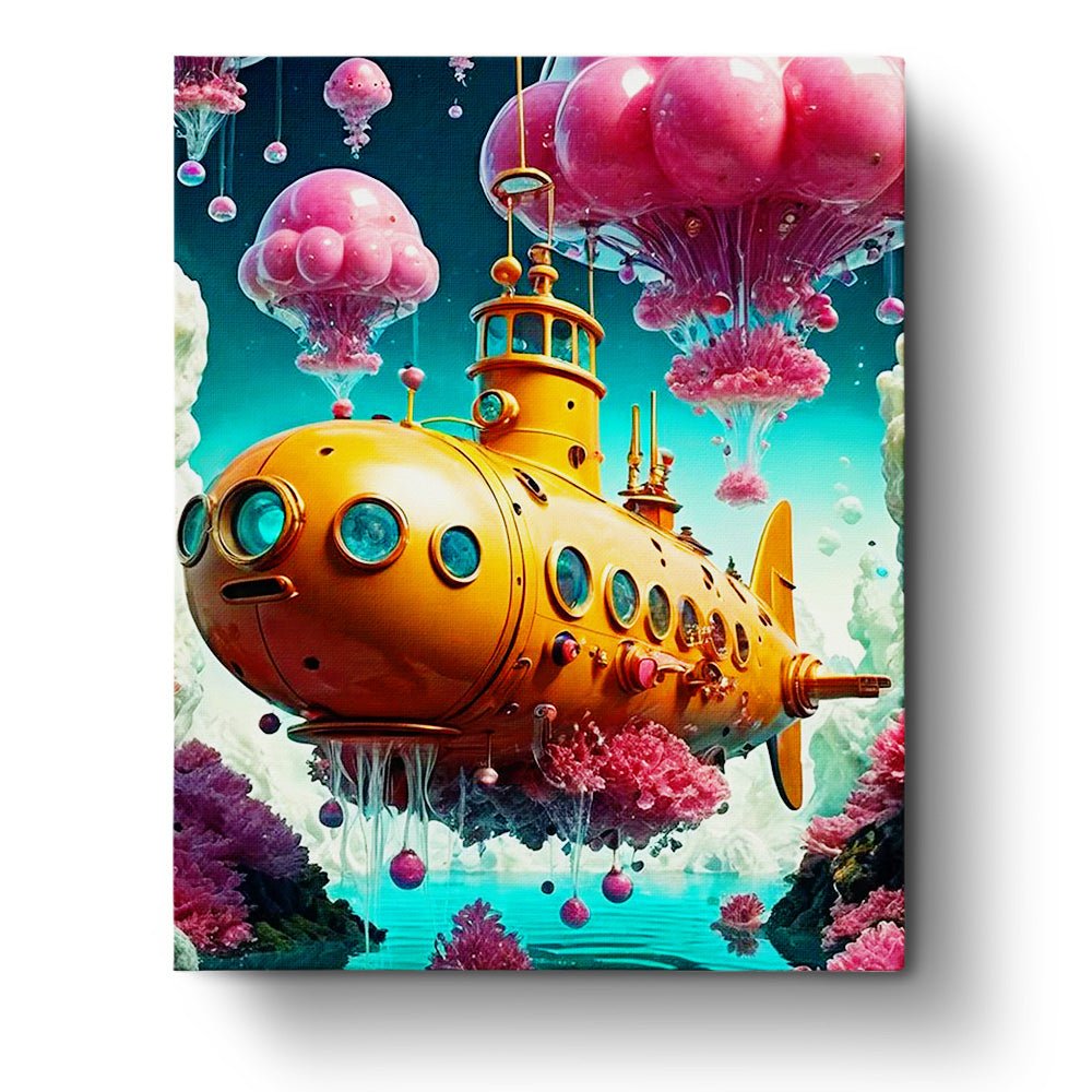 Submarine and Floating Islands - Surrealism - BestPaintByNumbers - Paint by Numbers Custom Kit