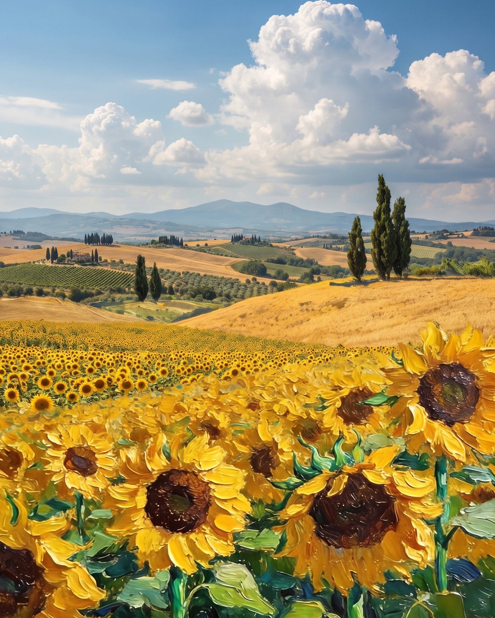 Sunflower Bliss - Flowers - BestPaintByNumbers - Paint by Numbers Custom Kit