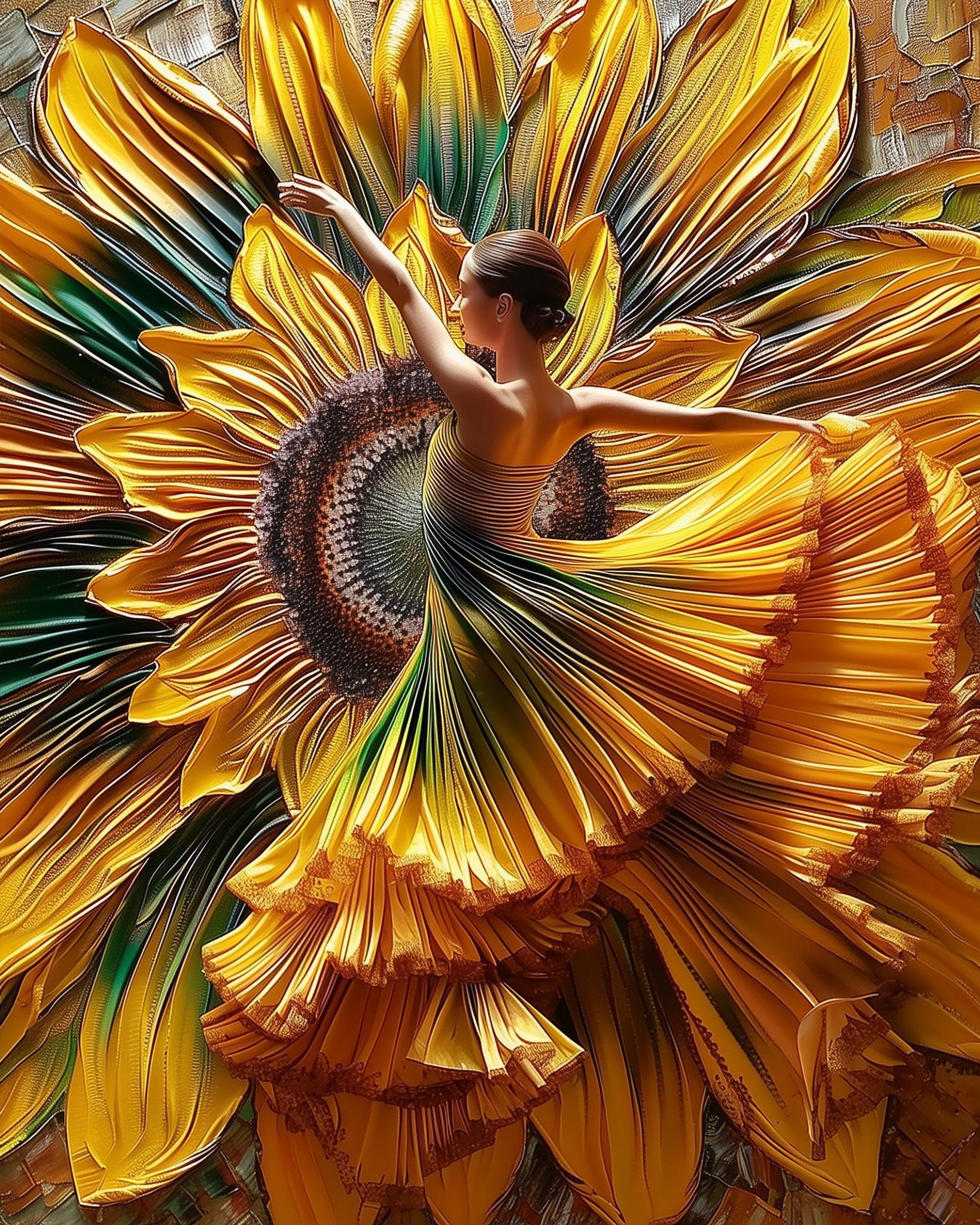 Sunflower Dancer - Floral Women - BestPaintByNumbers - Paint by Numbers Custom Kit