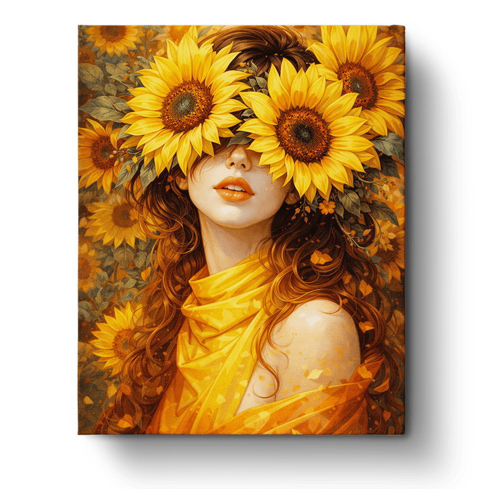 Sunflower Serenity - Floral Women - BestPaintByNumbers - Paint by Numbers Custom Kit