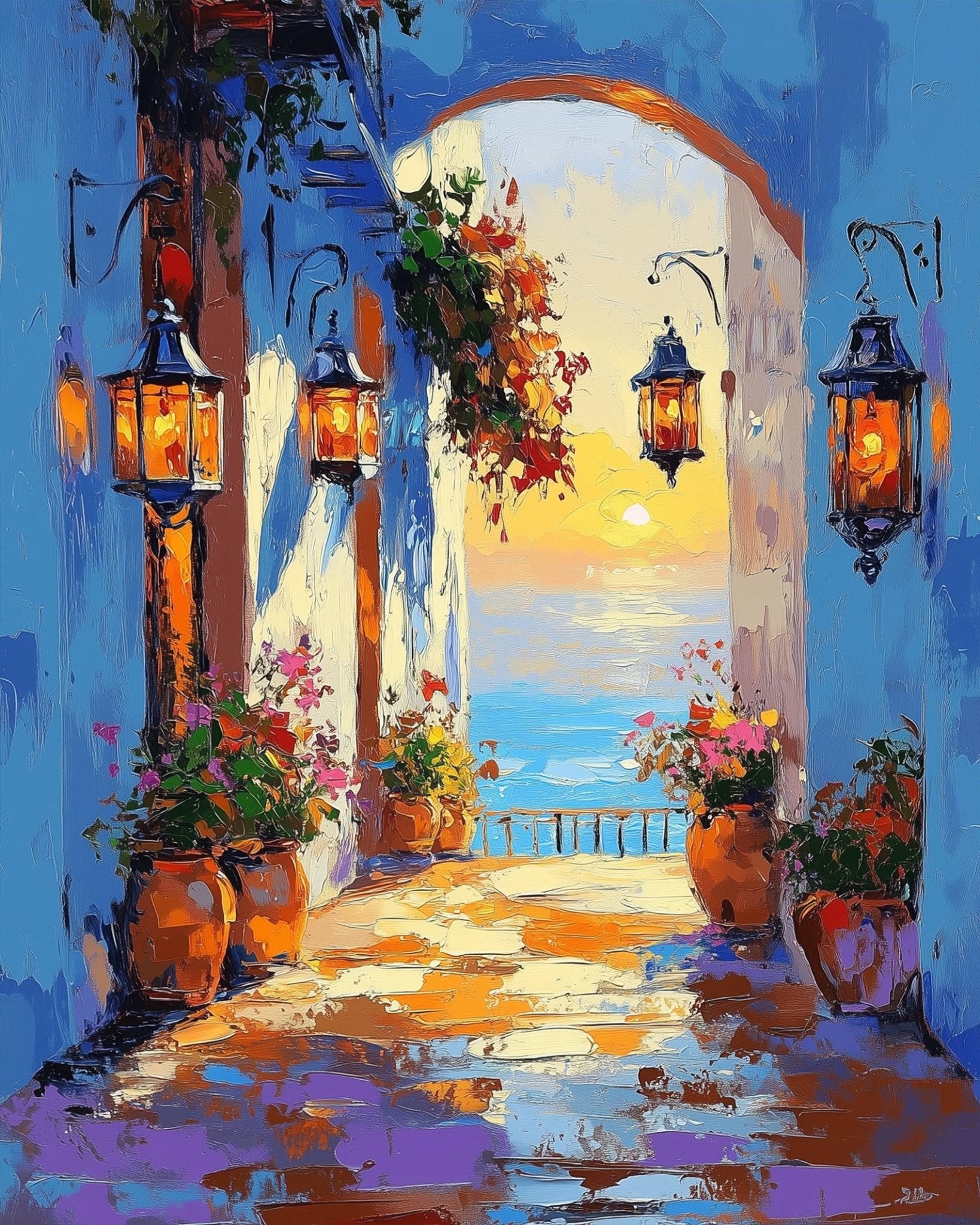 Sunlit Archway by the Sea - Impressionist - BestPaintByNumbers - Paint by Numbers Custom Kit