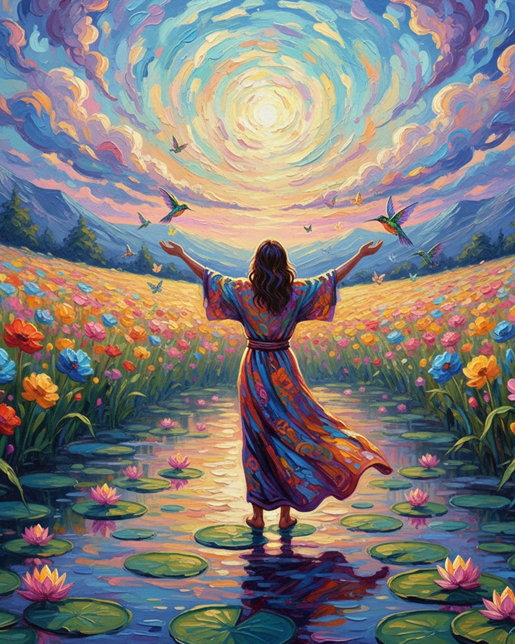 Sunlit Meadow Serenity - PeacefulMoments - BestPaintByNumbers - Paint by Numbers Custom Kit