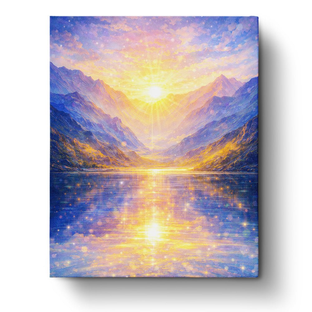 Sunlit Mountain Reflection - Meditation - BestPaintByNumbers - Paint by Numbers Custom Kit