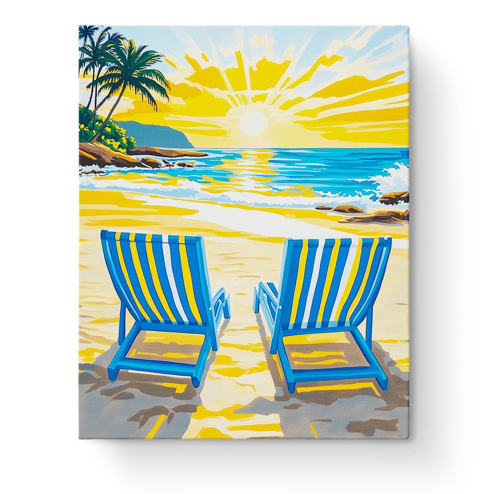 Sunny Beach Chairs - Summer - BestPaintByNumbers - Paint by Numbers Custom Kit