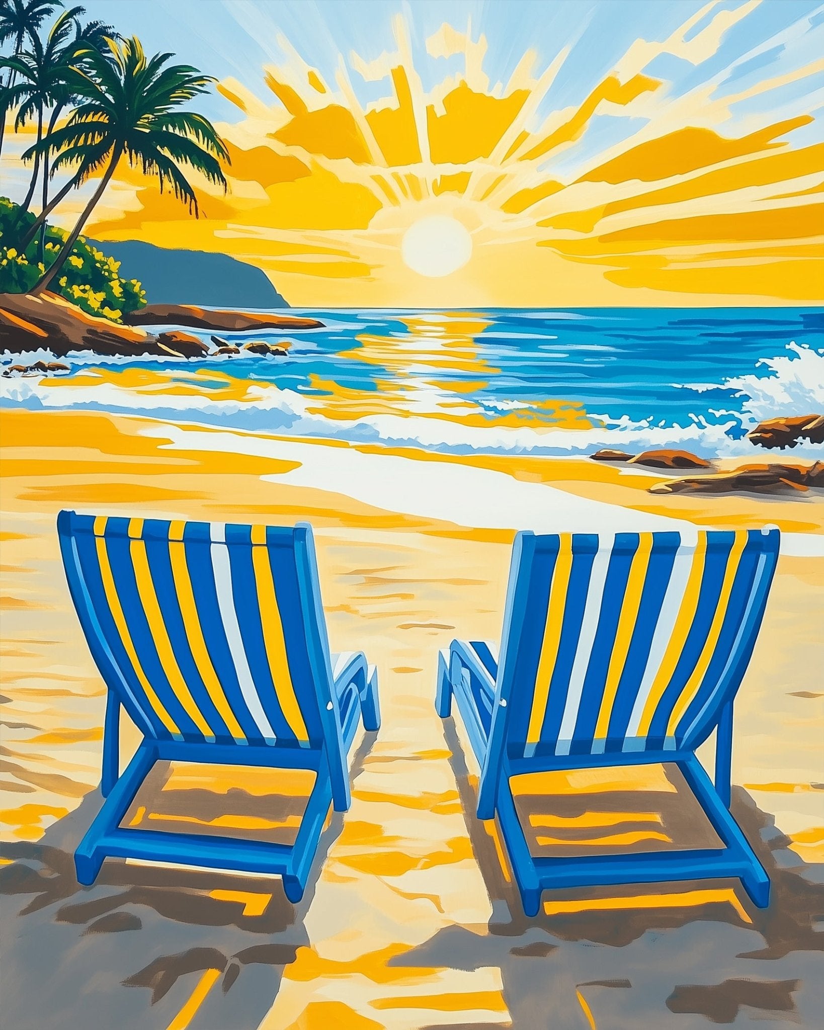 Sunny Beach Chairs - Summer - BestPaintByNumbers - Paint by Numbers Custom Kit