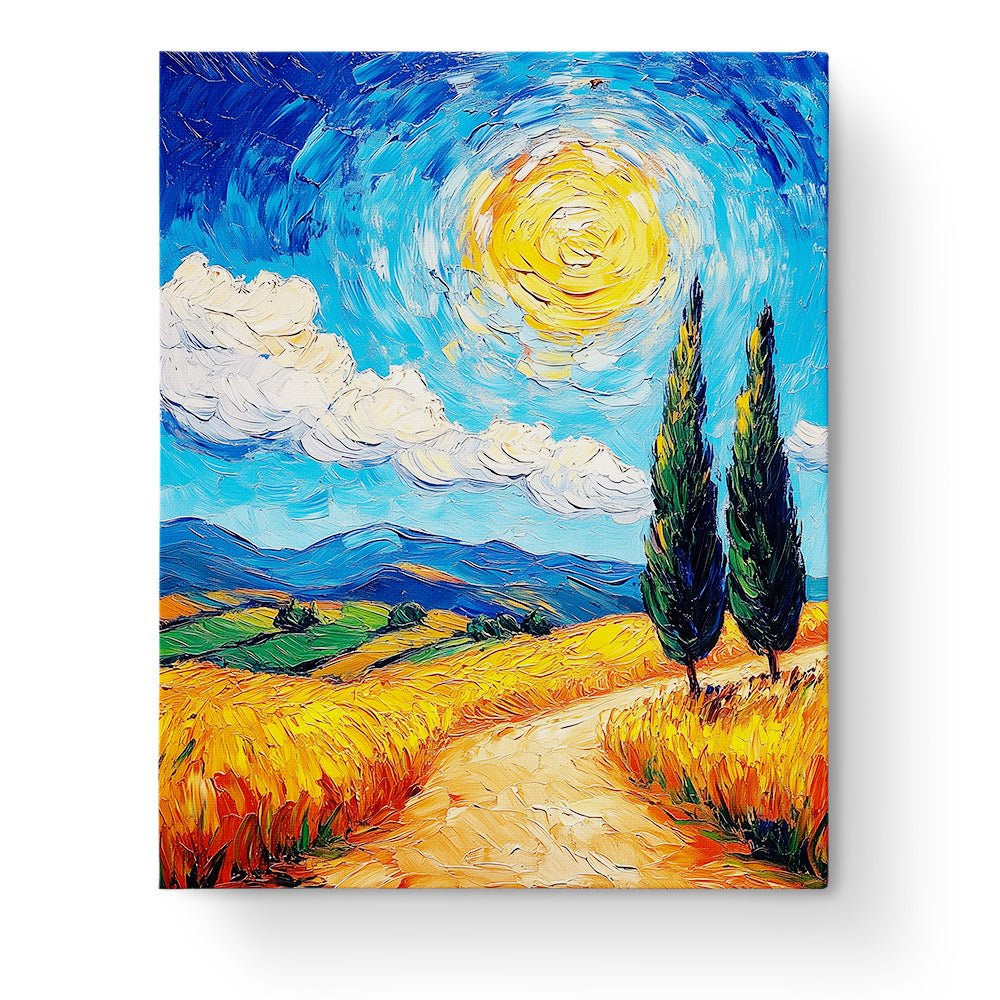 Sunny Pathway Through Fields - Impressionist - BestPaintByNumbers - Paint by Numbers Custom Kit