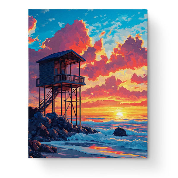 Sunset Beach House - Lo-Fi - Fixed Kits - Paint By Numbers Kit