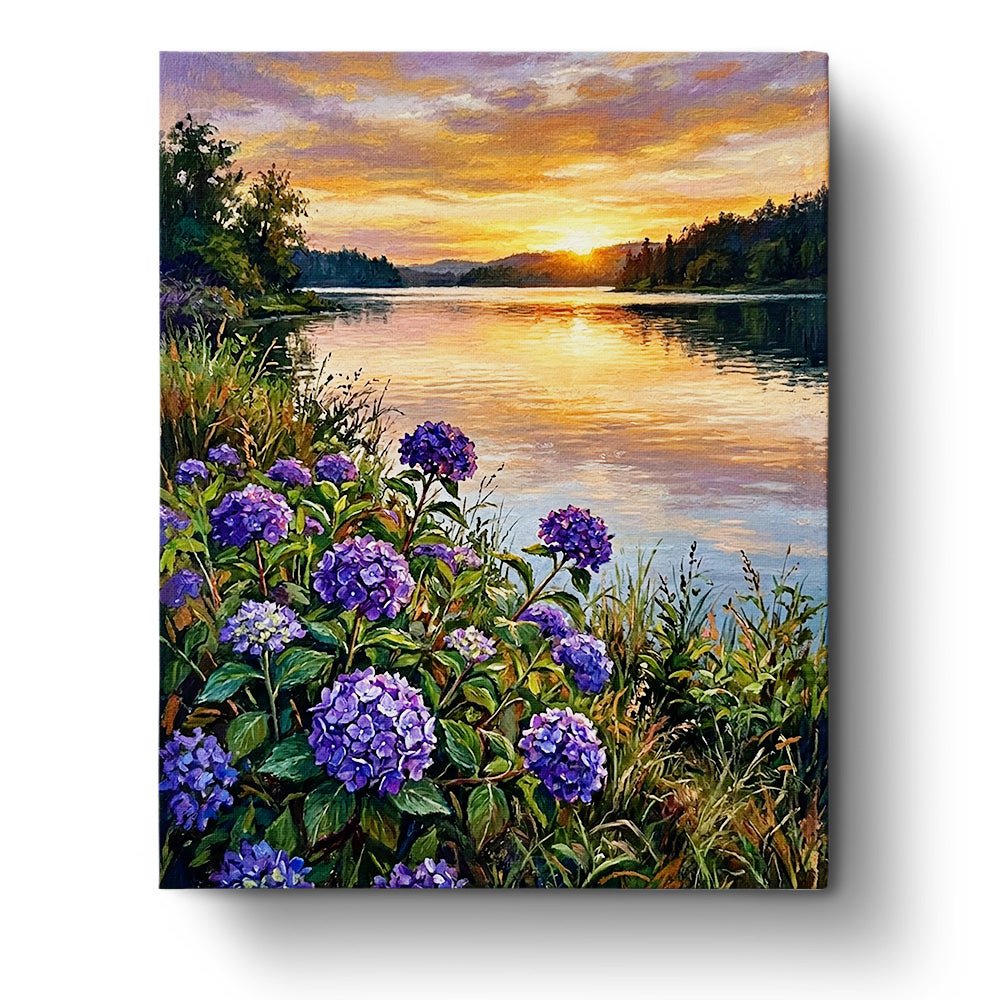 Sunset by the Lake - Flowers - BestPaintByNumbers - Paint by Numbers Custom Kit