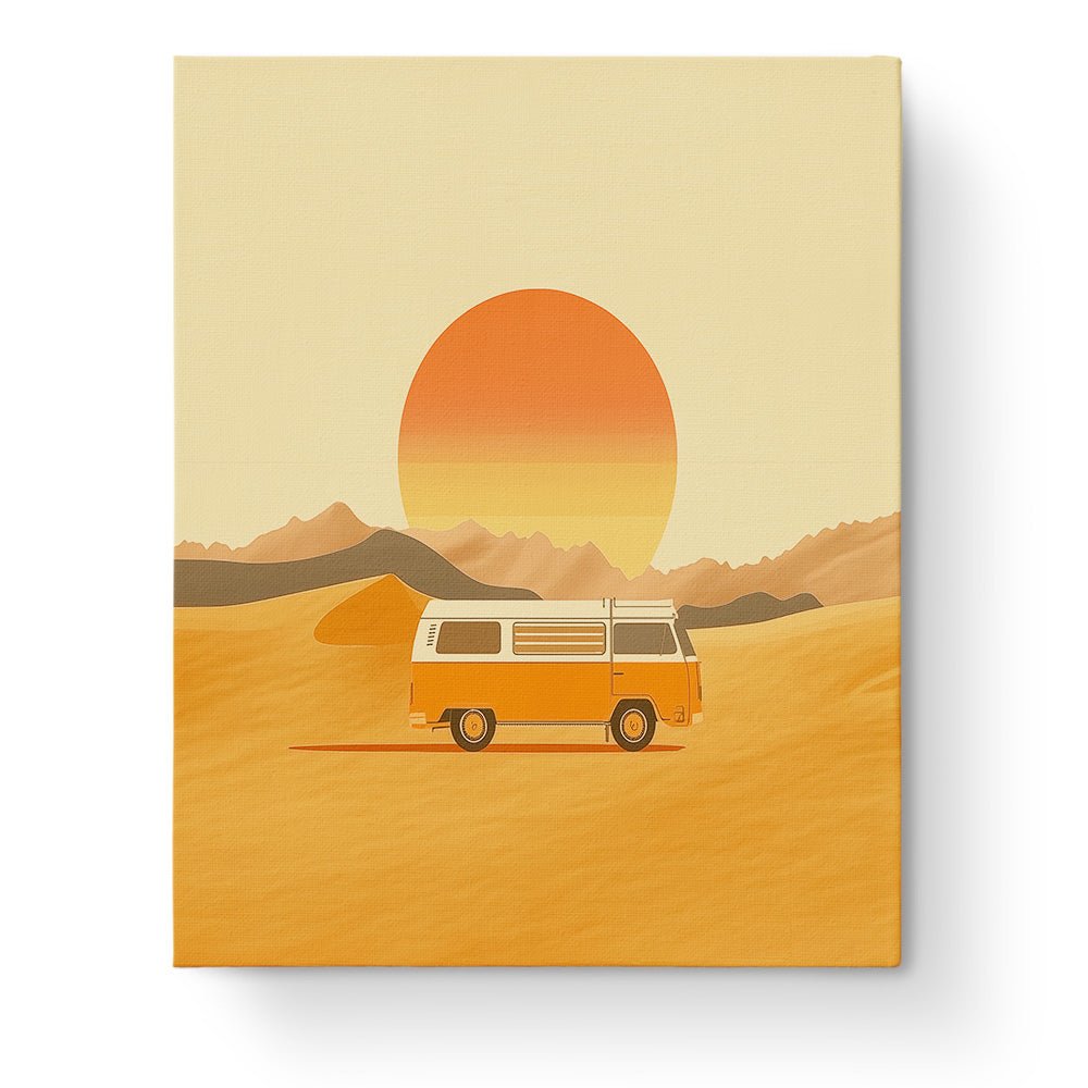 Sunset Camper Adventure - Minimalistic - BestPaintByNumbers - Paint by Numbers Custom Kit